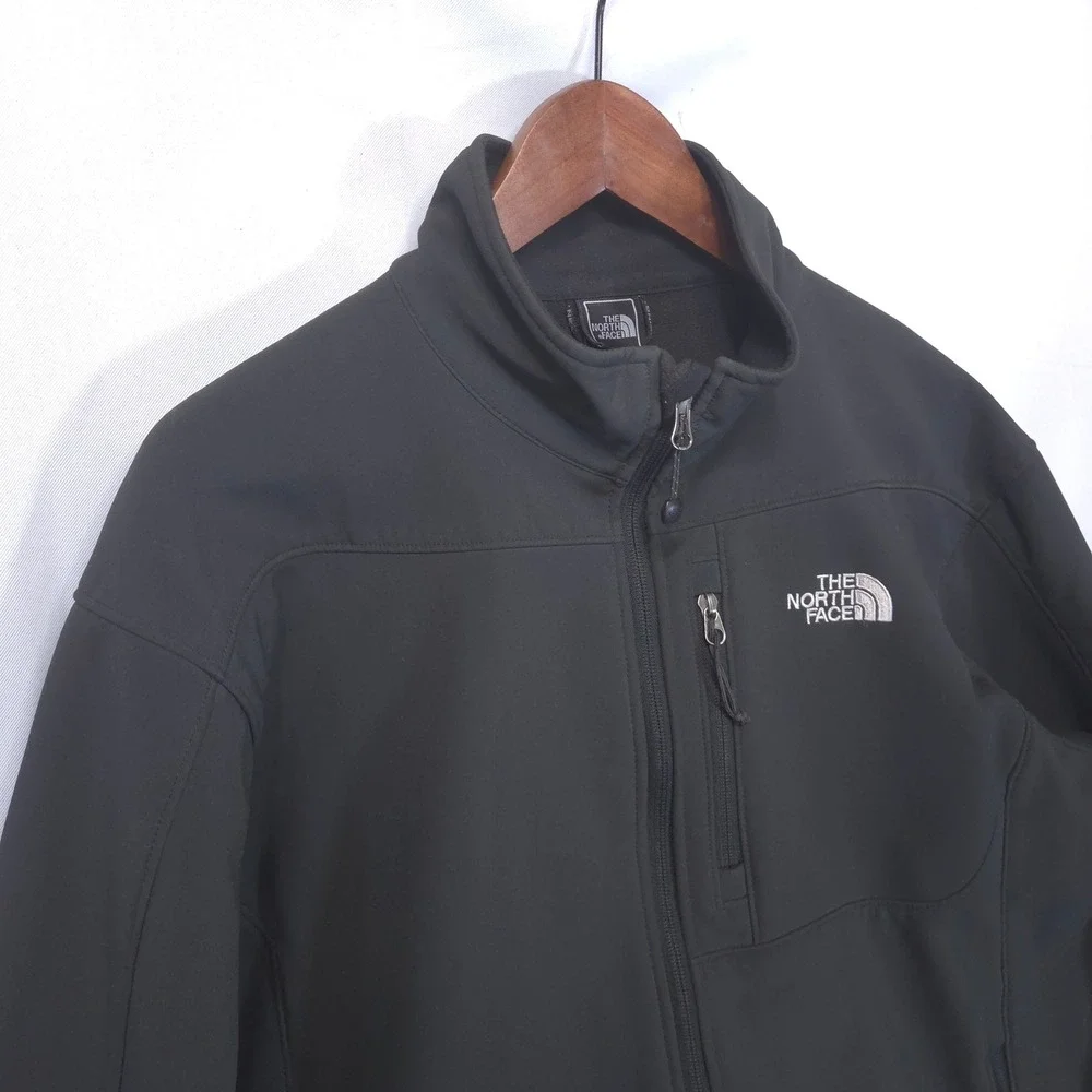 The North Face Mens Apex Bionic Softshell Jacket L Black Windproof Fleece Lined